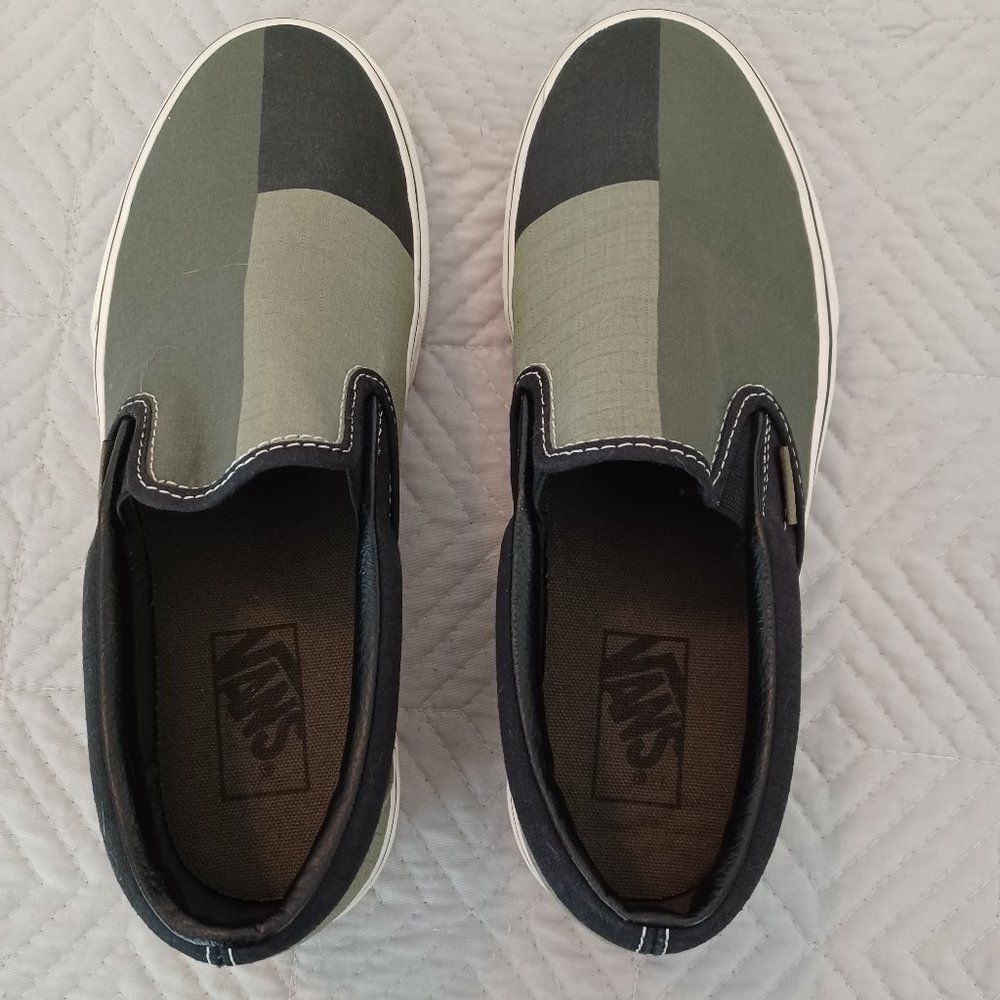 Vans Classic Slip On Patchwork Green/Black Shoes Womens 8